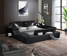 Load image into Gallery viewer, Zoya Smart Multifunctional King Size Bed Made with Wood in Black
