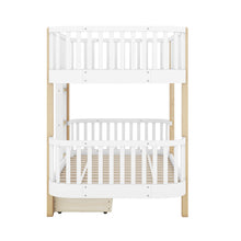 Load image into Gallery viewer, Wood Twin over Twin Bunk Bed with Fence Guardrail and a Big Drawer, White
