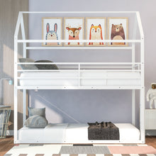 Load image into Gallery viewer, Bunk Beds for Kids Twin over Twin,House Bunk Bed Metal Bed Frame Built-in Ladder,No Box Spring Needed White
