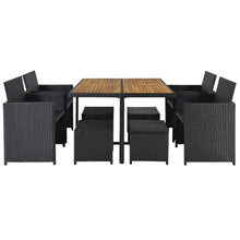 Load image into Gallery viewer, TOPMAX Patio All-Weather PE Wicker Dining Table Set with Wood Tabletop for 8, Black Rattan+Beige Cushion (9-Piece)
