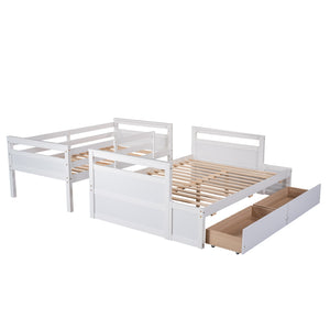 Twin over Full Bunk Bed with Storage - White(OLD SKU :LP000022AAK)