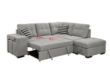 Load image into Gallery viewer, Sectional Pull Out Sofa Bed 101&quot; Reversible L-Shaped Corner Sleeper Upholstered Couch with Storage Ottoman, 2 Pillows,USB Ports,2 Stools for Living Room Furniture Sets,Apartments, Light Gray
