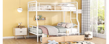 Load image into Gallery viewer, Full XL Over Queen Metal Bunk Bed with 2 Drawers, White
