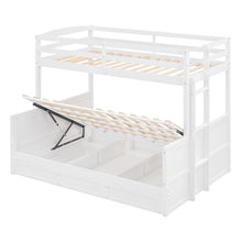 Load image into Gallery viewer, Wood Twin over Full Bunk Bed with Hydraulic Lift Up Storage, White
