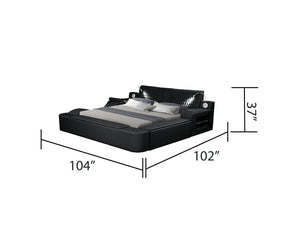 Zoya Smart Multifunctional King Size Bed Made with Wood in Black