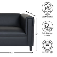 Load image into Gallery viewer, Black Broadway Faux Leather Loveseat Sofa for Living Room, Modern Décor Love Seat Mini Small Couches for Small Spaces and Bedroom with Solid Wood Frame
