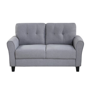 Modern Living Room Sofa Set Linen Upholstered Couch Furniture for Home or Office ,Light Grey-Blue,(1+2 Seat,Old Sku:SG000365AAA)