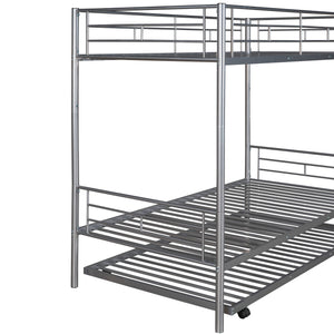 Twin-Over-Twin Metal Bunk Bed With Trundle,Can be Divided into two beds,No Box Spring needed ,White ( old sku: MF194806AAN )