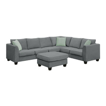 Load image into Gallery viewer, [VIDEO provided] 112*87&quot; Sectional Sofa Couches Living Room Sets, 7 Seats Modular Sectional Sofa with Ottoman, L Shape Fabric Sofa Corner Couch Set with 3 Pillows, Grey(New of GS008210AAG)
