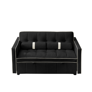 Modern 55.5" Pull Out Sleep Sofa Bed 2 Seater Loveseats Sofa Couch with side pockets, Adjsutable Backrest and Lumbar Pillows for Apartment Office Living Room