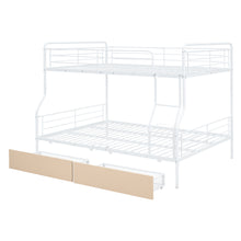 Load image into Gallery viewer, Full XL Over Queen Metal Bunk Bed with 2 Drawers, White
