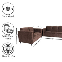 Load image into Gallery viewer, Suede Loveseat and Sofa Set for Living Room, Modern Décor Couch Sets for Living Room, Bedrooms with Solid Wood Frame (Dark Brown)
