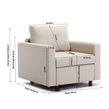 Load image into Gallery viewer, Single Seat Module Sofa Sectional Couch With Armrest With 1 Ottoman,Cushion Covers Non-removable and Non-Washable,Cream
