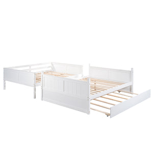 Full Over Full Bunk Bed with Twin Size Trundle, White ( old sku: LP000250AAK )