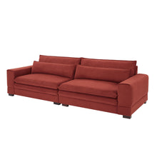 Load image into Gallery viewer, Mid-Century Modern Fabric Sofa, Upholstered Sofa Couch with two pillows  Modern Loveseat Sofa for Living Room RED
