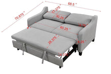 Load image into Gallery viewer, 69&quot;3 in 1 Convertible Queen Sleeper Sofa Bed, Modern Fabric Loveseat Futon Sofa Couch w/Pullout Bed, Small Love Seat Lounge Sofa w/Reclining Backrest, Furniture for Living Room, Light Gray
