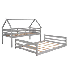 Load image into Gallery viewer, Twin over Full House Bunk Bed with Built-in Ladder,Gray
