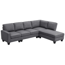 Load image into Gallery viewer, [VIDEO provided] [New] 104.3*78.7&quot; Modern L-shaped Sectional Sofa,7-seat Linen Fabric Couch Set with Chaise Lounge and Convertible Ottoman for Living Room,Apartment,Office,3 Colors
