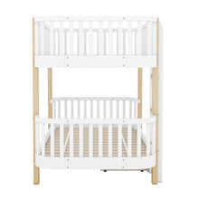 Load image into Gallery viewer, Wood Twin over Twin Bunk Bed with Fence Guardrail and a Big Drawer, White
