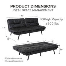 Load image into Gallery viewer, Convertible Memory Foam Futon Couch Bed, Modern Folding Sleeper Sofa-SF267PUBK
