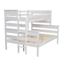 Load image into Gallery viewer, Wood Twin over Full Bunk Bed with Ladder, White
