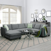 Load image into Gallery viewer, [VIDEO provided] 112*87&quot; Sectional Sofa Couches Living Room Sets, 7 Seats Modular Sectional Sofa with Ottoman, L Shape Fabric Sofa Corner Couch Set with 3 Pillows, Grey(New of GS008210AAG)
