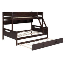 Load image into Gallery viewer, Wood Twin over Full Bunk Bed with Storage Shelves and Twin Size Trundle, Espresso
