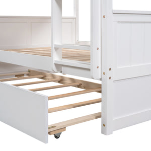 Full Over Full Bunk Bed with Twin Size Trundle, White ( old sku: LP000250AAK )