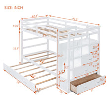 Load image into Gallery viewer, Twin Over Twin Bunk Bed with Trundle and Staircase,White(OLD SKU:LT000068AAK)
