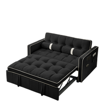 Load image into Gallery viewer, Modern 55.5&quot; Pull Out Sleep Sofa Bed 2 Seater Loveseats Sofa Couch with side pockets, Adjsutable Backrest and Lumbar Pillows for Apartment Office Living Room
