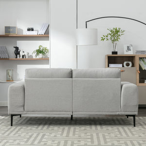 Large Sofa, 74.8 Inch Linen Fabric Loveseat Couch Mid-Century Modern Upholstered Accent Couches for Living Room, Apartment, Bedroom,Light Grey