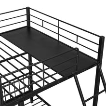 Load image into Gallery viewer, Full Over Twin &amp; Twin Bunk Bed, Metal Triple Bunk Bed with Drawers and Guardrails, Black
