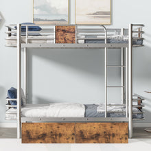 Load image into Gallery viewer, Twin XL over Twin XL Metal Bunk Bed with MDF Board Guardrail and Two Storage Drawers,Silver
