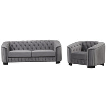 Load image into Gallery viewer, Modern 3-Piece Sofa Sets with Rubber Wood Legs,Velvet Upholstered Couches Sets Including Three Seat Sofa, Loveseat and Single Chair for Living Room Furniture Set,Gray
