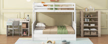 Load image into Gallery viewer, Wood Twin over Full Bunk Bed with Hydraulic Lift Up Storage, White
