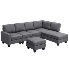 Load image into Gallery viewer, [VIDEO provided] [New] 104.3*78.7&quot; Modern L-shaped Sectional Sofa,7-seat Linen Fabric Couch Set with Chaise Lounge and Convertible Ottoman for Living Room,Apartment,Office,3 Colors
