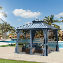 Load image into Gallery viewer, 10*10FT patic gazebo,alu gazebo with steel canopy,Outdoor Permanent Hardtop Gazebo Canopy for Patio, Garden, Backyard
