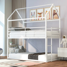 Load image into Gallery viewer, Bunk Beds for Kids Twin over Twin,House Bunk Bed Metal Bed Frame Built-in Ladder,No Box Spring Needed White
