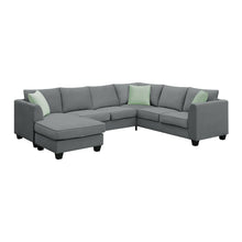 Load image into Gallery viewer, [VIDEO provided] 112*87&quot; Sectional Sofa Couches Living Room Sets 7 Seats Modular Sectional Sofa with Ottoman L Shape Fabric Sofa Corner Couch Set with 3 Pillows, Grey
