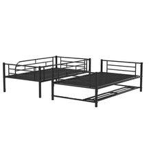 Load image into Gallery viewer, Twin Over Twin Metal Bunk Bed with Shelf and Guardrails, Black
