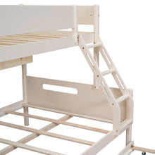 Load image into Gallery viewer, Wood Twin over Full Bunk Bed with Storage Shelves and Twin Size Trundle, Cream
