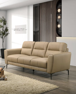 Taupe Color Top Grain Leather 2pc Sofa Set Sofa And Loveseat Contemporary Living Room Furniture Full Leather Couch