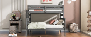 Wood Twin over Full Bunk Bed with Ladder, Gray