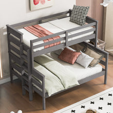 Load image into Gallery viewer, Wood Twin over Full Bunk Bed with Ladder, Gray
