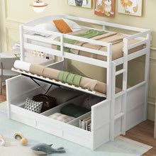 Load image into Gallery viewer, Wood Twin over Full Bunk Bed with Hydraulic Lift Up Storage, White
