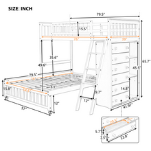 Load image into Gallery viewer, Wooden Twin Over Full Bunk Bed With Six Drawers And Flexible Shelves,Bottom Bed With Wheels,Espresso(OLD SKU:LP000531AAP)
