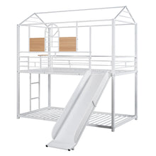 Load image into Gallery viewer, Twin Over Twin Metal Bunk Bed ,Metal Housebed With Slide,Three Colors Available.(White with White  Slide)(OLD SKU :LP000095AAK)
