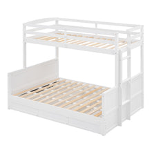 Load image into Gallery viewer, Wood Twin over Full Bunk Bed with Hydraulic Lift Up Storage, White
