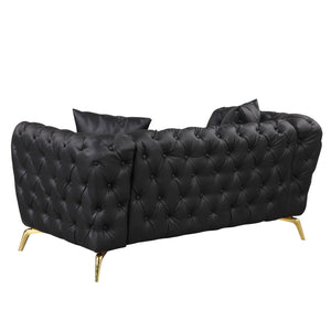 65.5" Modern Sofa Couch PU Upholstered Loveseat Sofa with Sturdy Metal Legs, Button Tufted Back for Living Room,Apartment,Home Office, Black