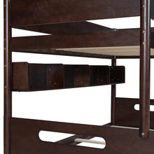 Load image into Gallery viewer, Wood Twin over Full Bunk Bed with Storage Shelves and Twin Size Trundle, Espresso
